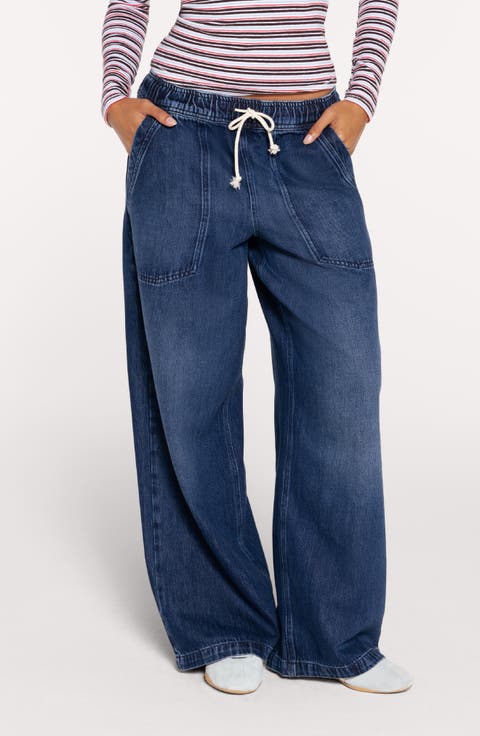 Baggy Drawstring Waist Jeans