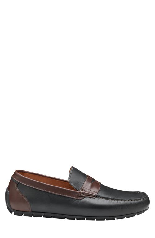 Johnston & Murphy Beck Penny Loafer In Black/mahogany Full Grain