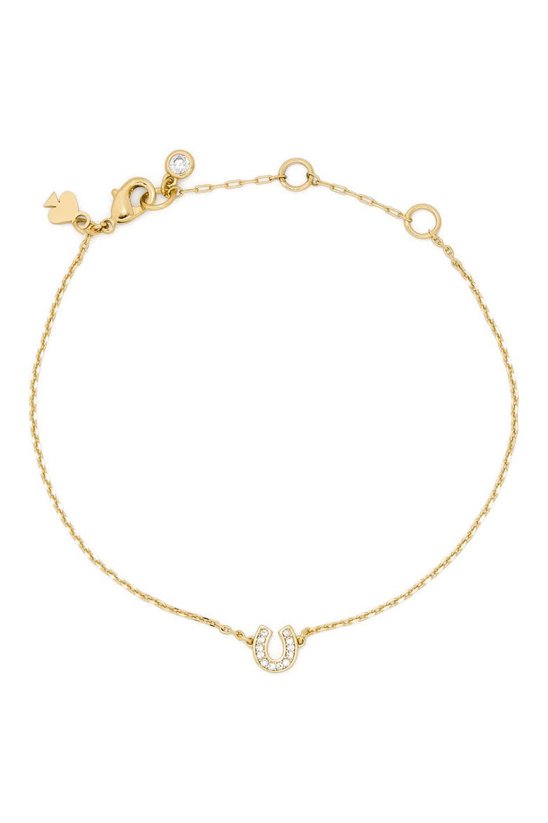 pavé horseshoe charm bracelet, Main, color, CLEAR/ GOLD