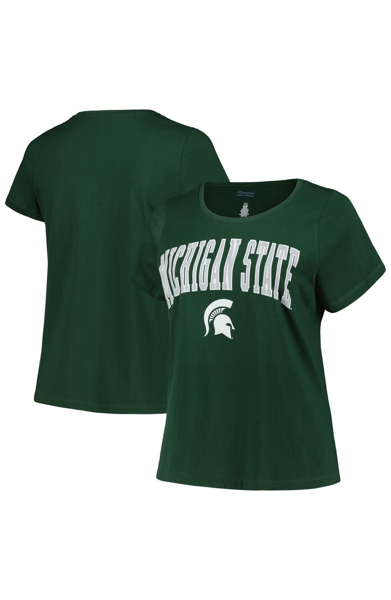PROFILE Women's Profile Green Michigan State Spartans Plus Size Arch Over Logo Scoop Neck T-Shirt, Main, color, 