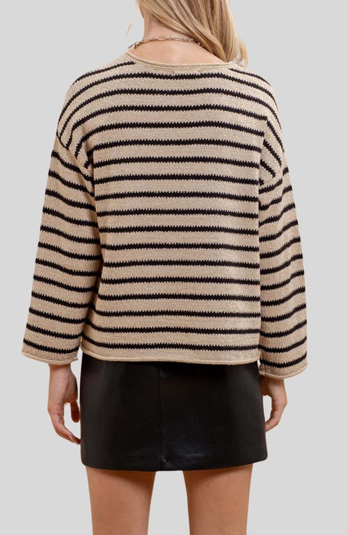 Blu Pepper Stripe Knit Top In Taupe