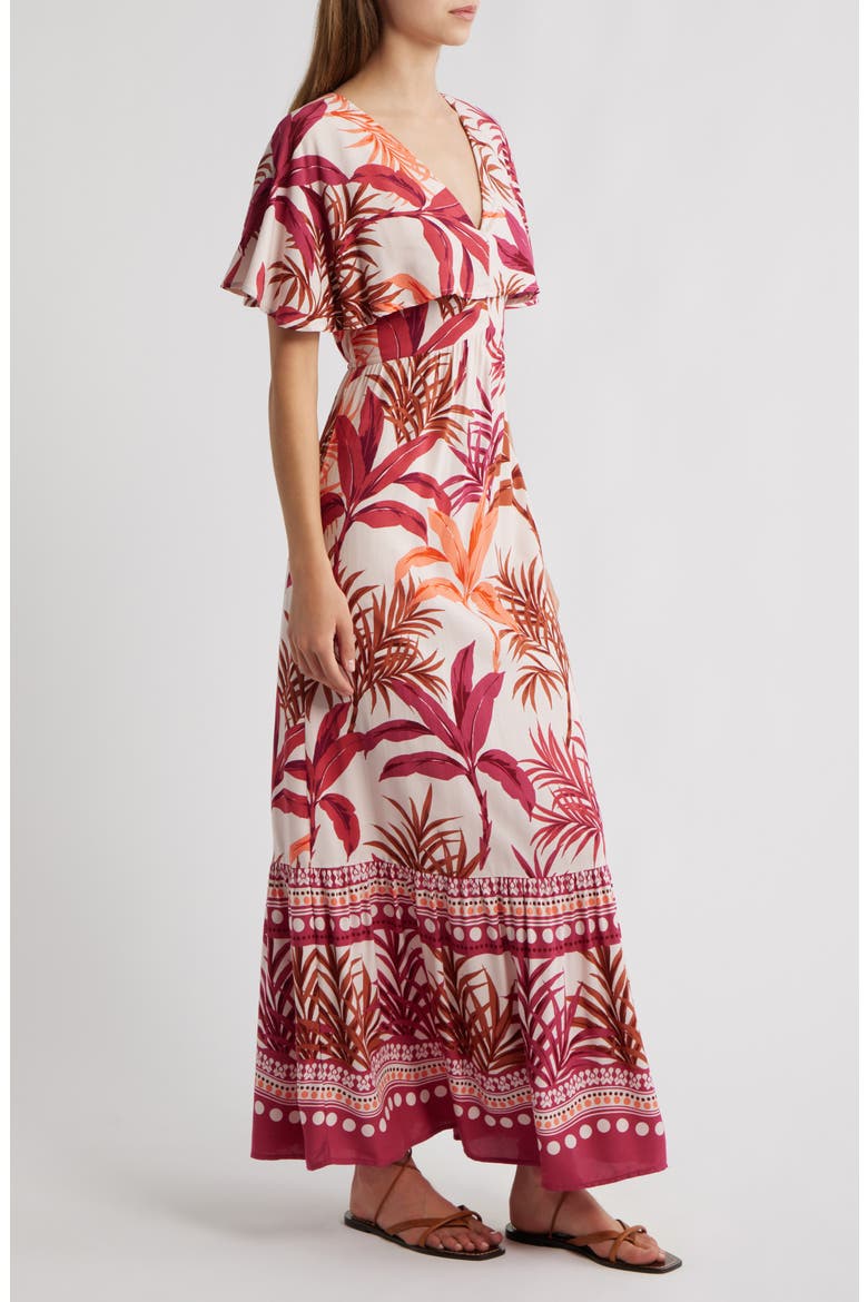 Palm Print Maxi Dress, Alternate, color, PINK