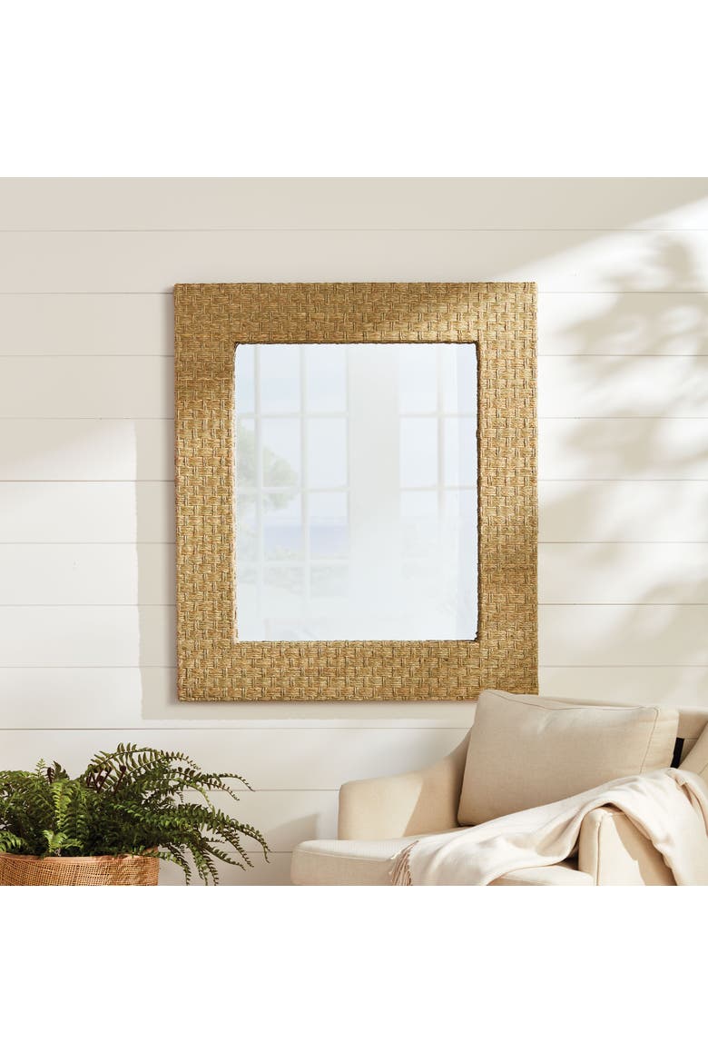 Brennan Natural Framed Decorative Wall Mirror, Alternate, color, Beige