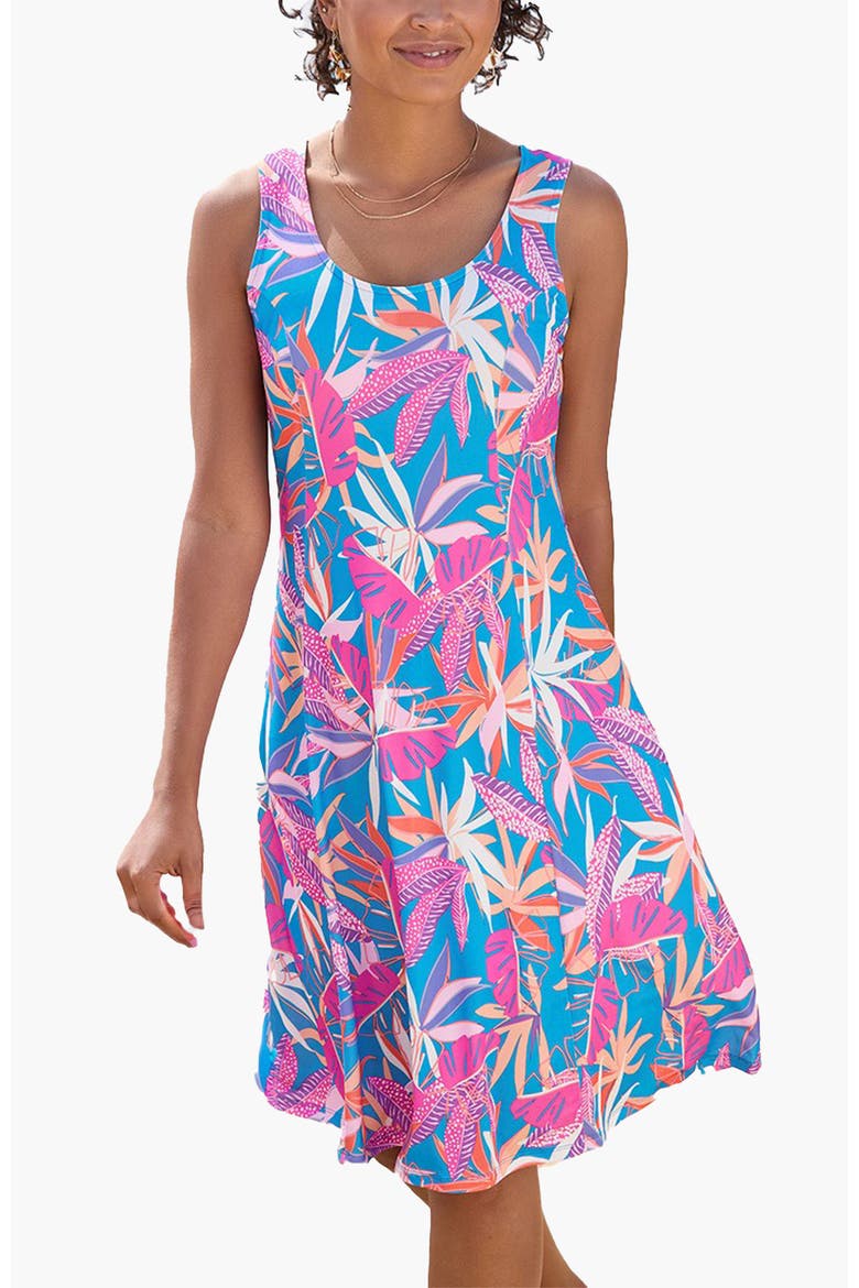 Strappy Back Print Dress, Main, color, Blue & Pink