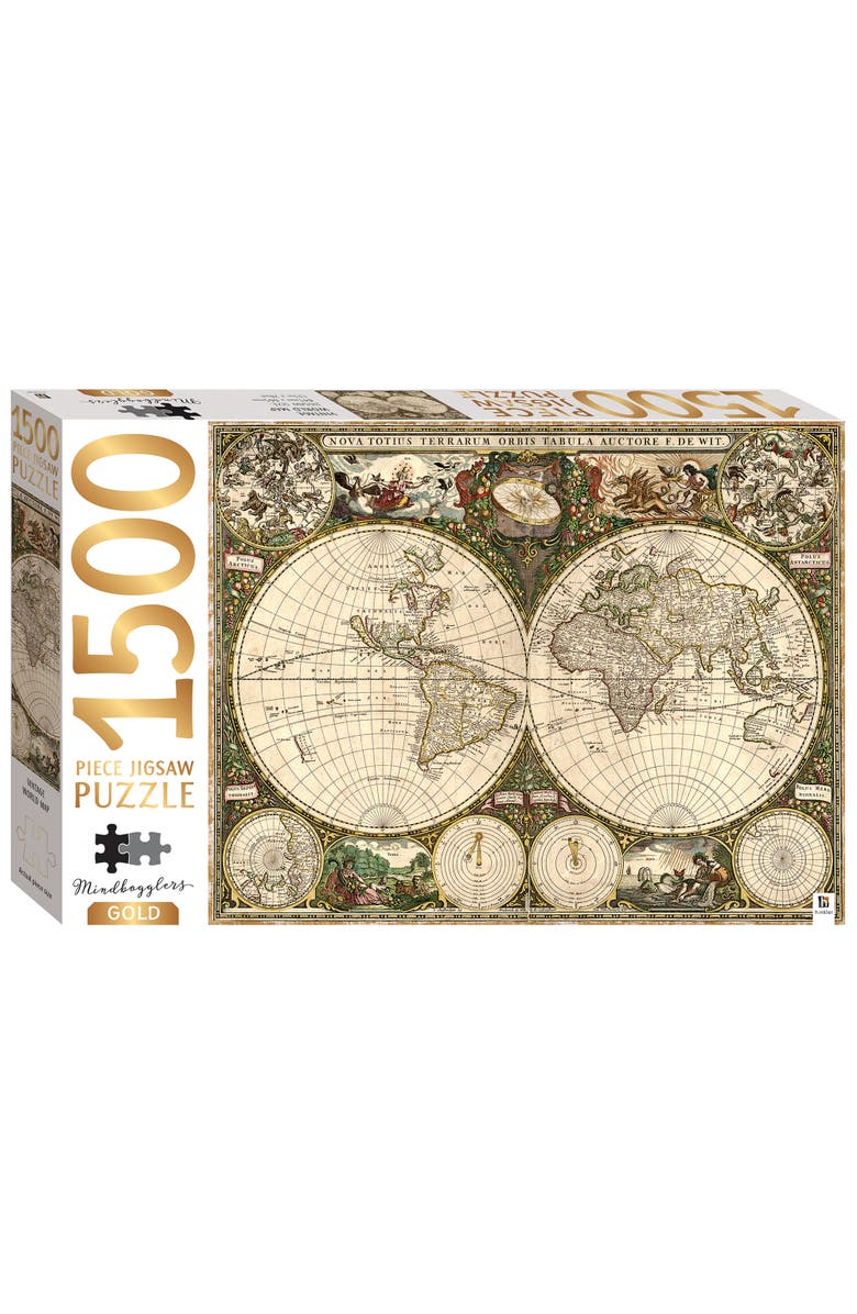 Mindbogglers Gold Vintage World Map Jigsaw Puzzle, 1500Piece, Main, color, 