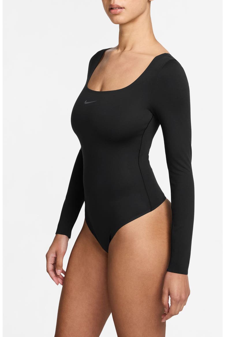 Dri-FIT Long Sleeve Bodysuit, Main, color, BLACK/DKSKGY