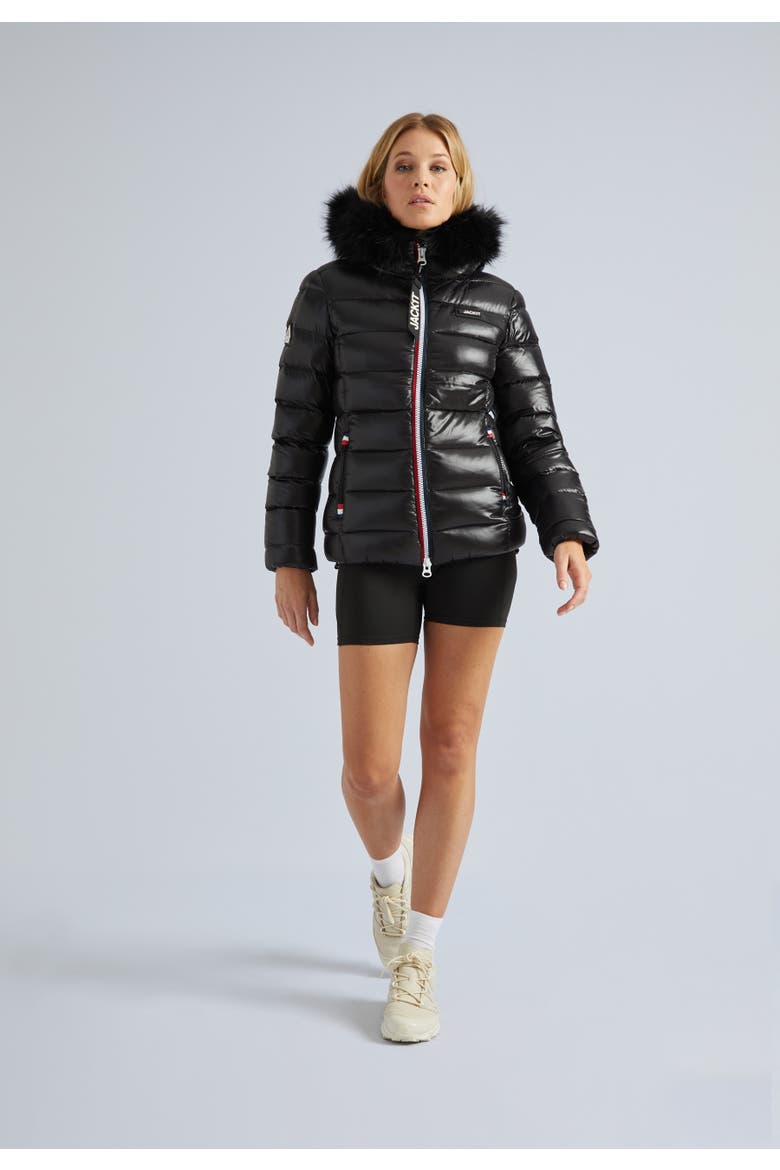 Faux Fur Hooded Puffer Jacket, Alternate, color, Black