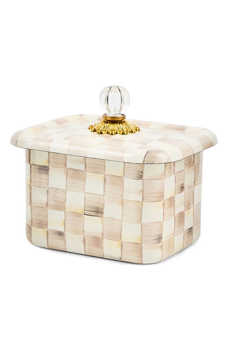 MACKENZIE CHILDS Mocha Check Enameled Steel Recipe Box, Alternate, color, Mocha