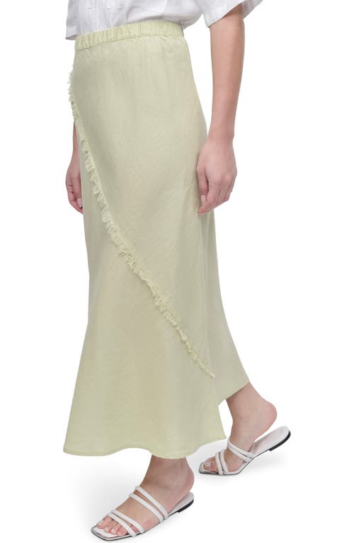 Shop Dkny Linen Midi Skirt In Tea Green