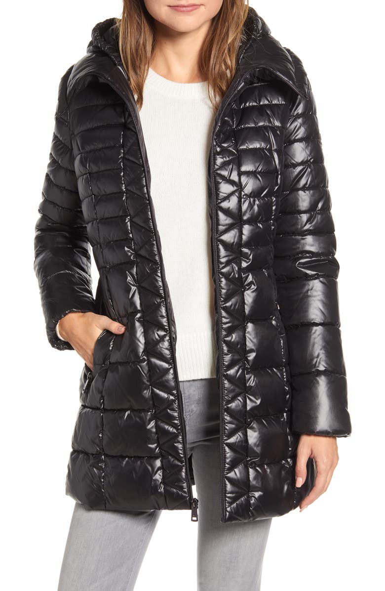 Kenneth Cole New York Hooded Packable Puffer Coat, Main, color,