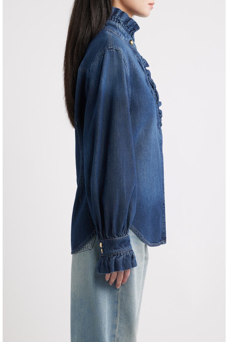 DL Aura Ruffle Denim Shirt, Alternate, color, FALL BLUES AURA