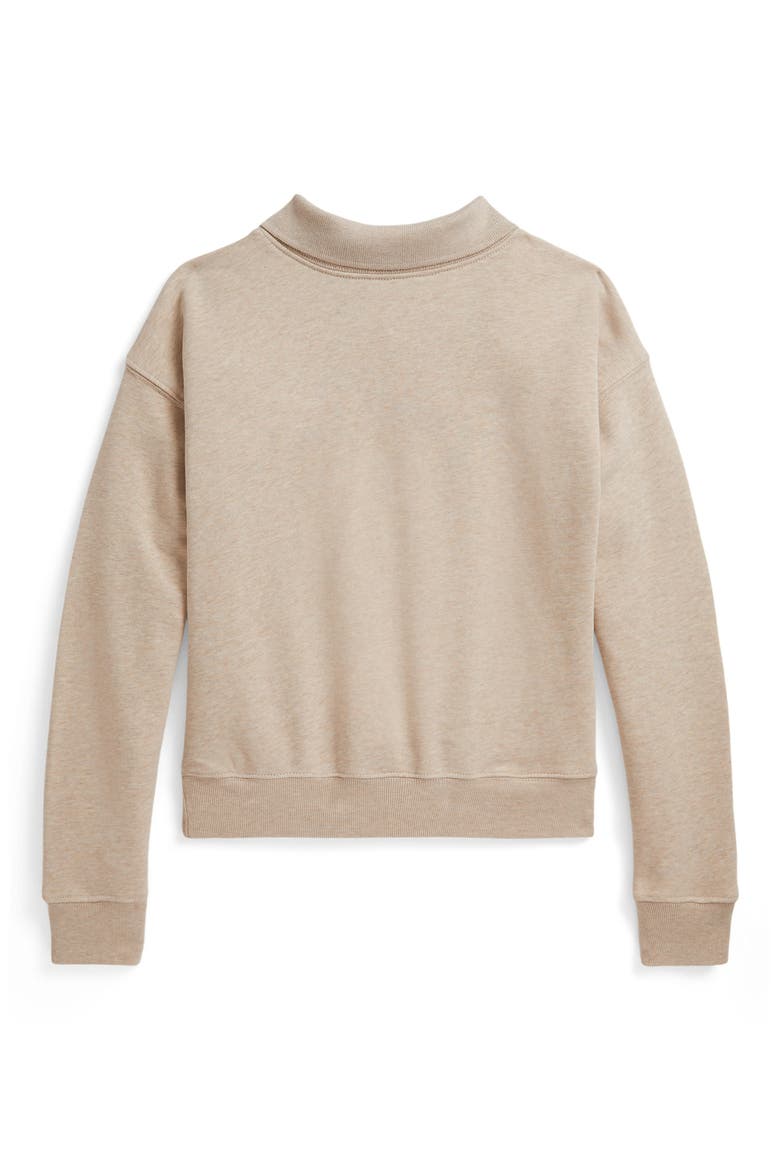 Kids' Embroidered Cotton Blend French Terry Polo Sweatshirt, Alternate, color, EXPEDITION DUNE HEATHER