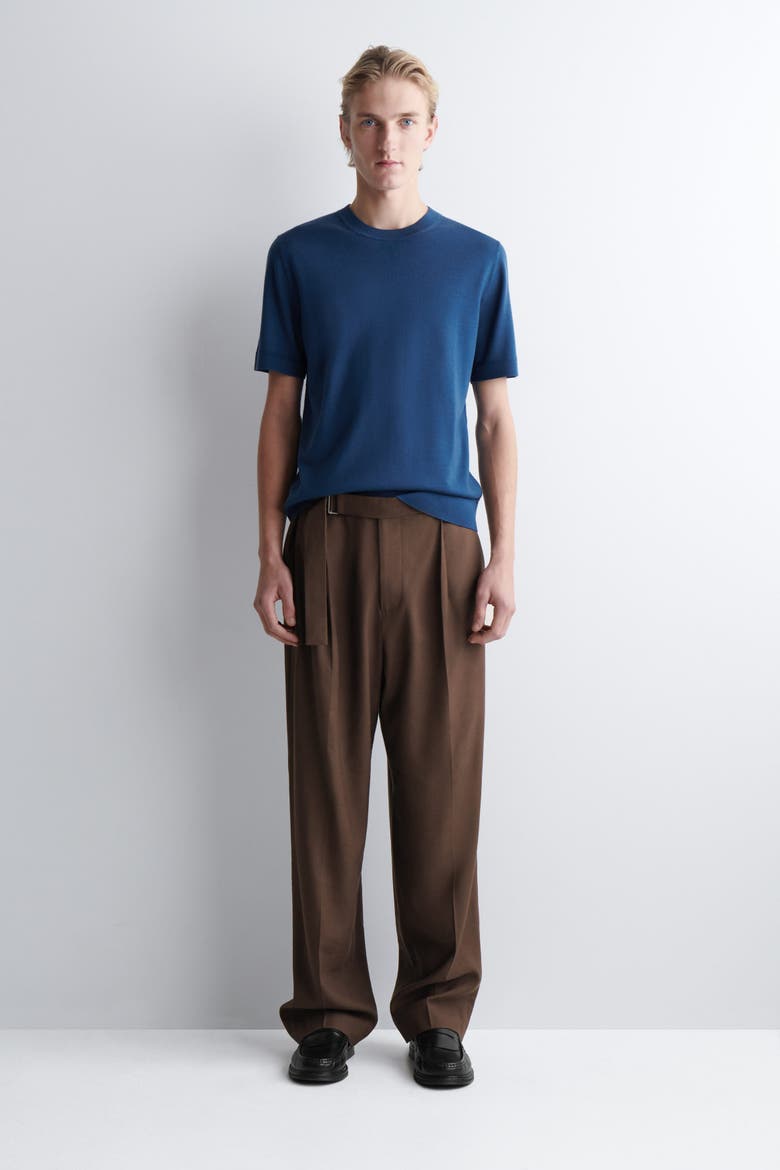 Merino Wool Knitted T-Shirt, Alternate, color, DARK BLUE