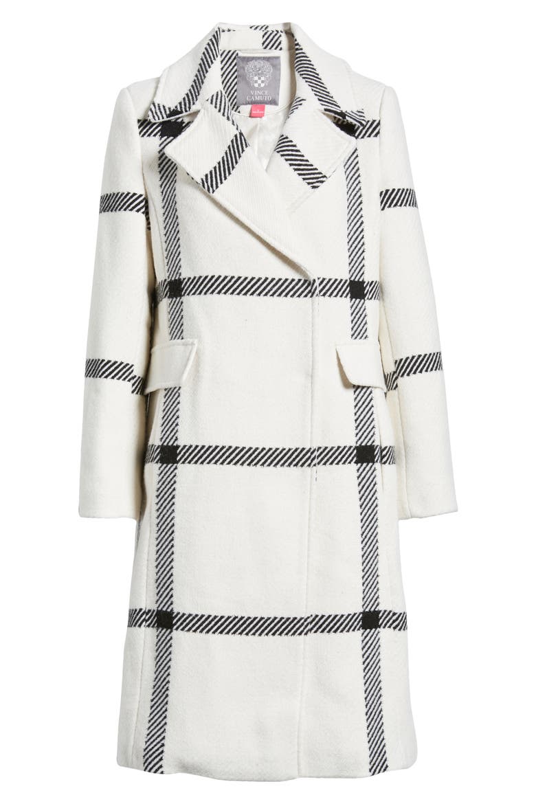 Plaid Wool Blend Coat, Alternate, color, VANILLA PLAID