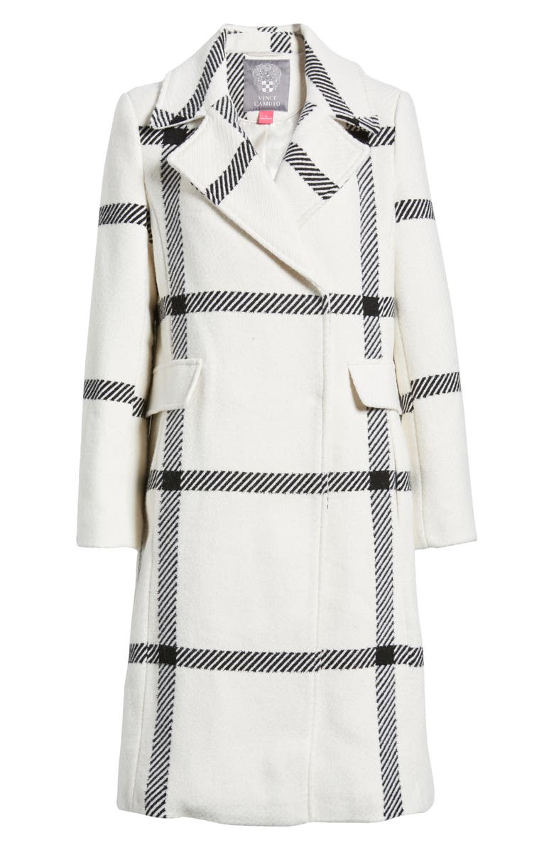 Vince Camuto Plaid Wool Blend Coat, Alternate, color, Vanilla Plaid