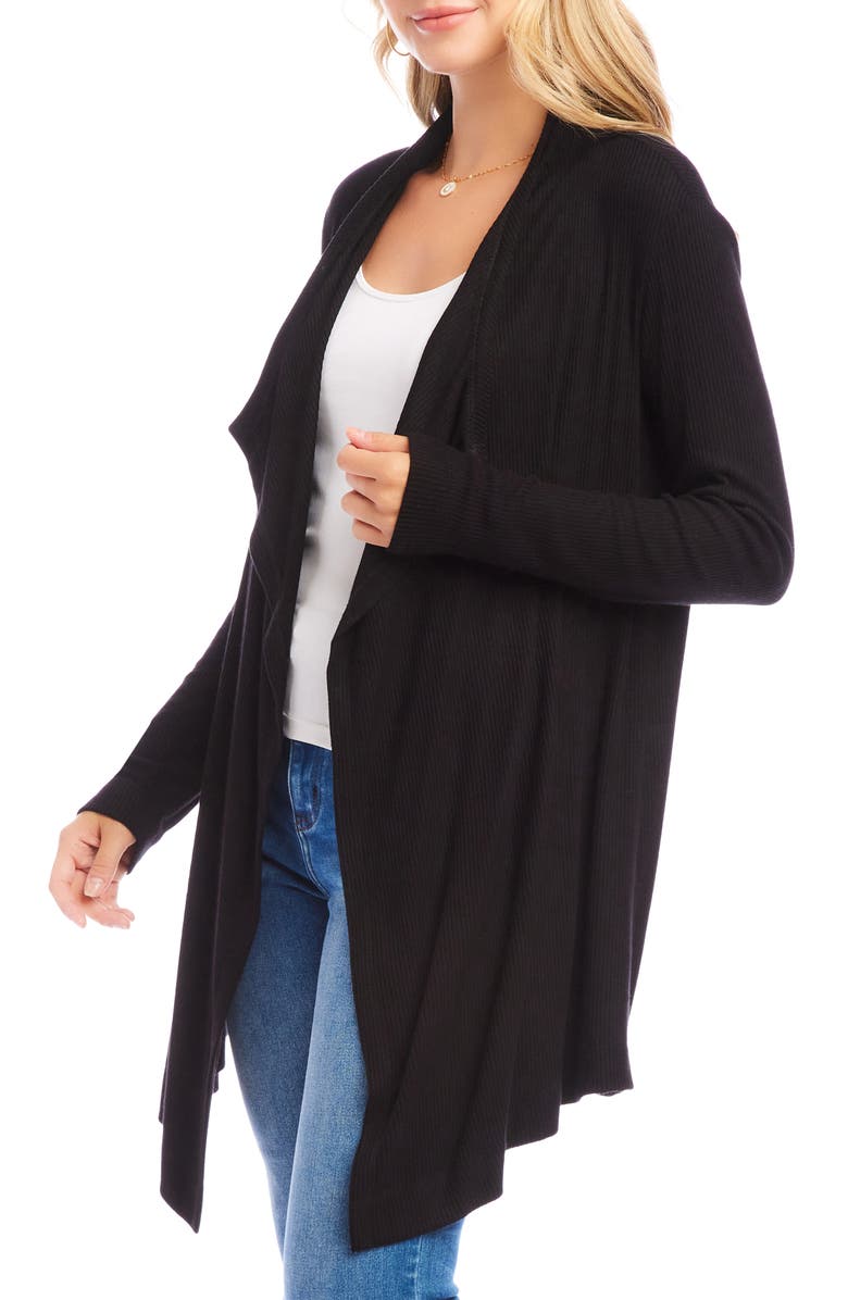 Karen Kane Drape Collar Rib Longline Cardigan, Alternate, color,
