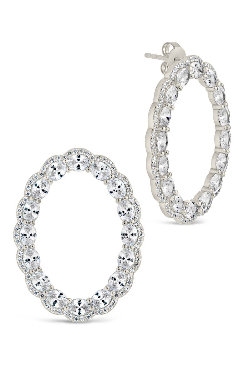 Rosario CZ Front Hoop Earrings, Main, color, SILVER