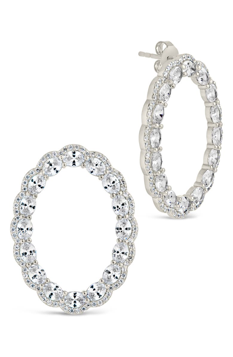 Sterling Forever Rosario CZ Front Hoop Earrings, Main, color, Silver
