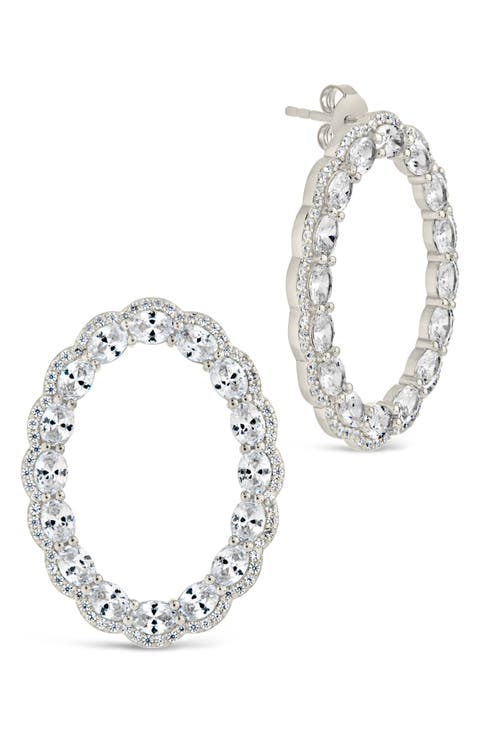Rosario CZ Front Hoop Earrings