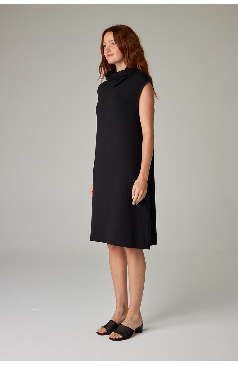 eavolu Kakadu Eco-Luxe Rib Sleeveless Funnel Neck Tunic/Dress - Ultra-Luxe Flow, Alternate, color, Coal Black