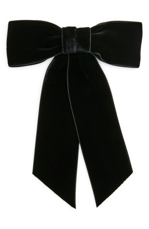 Wide Velvet Bow Barrette