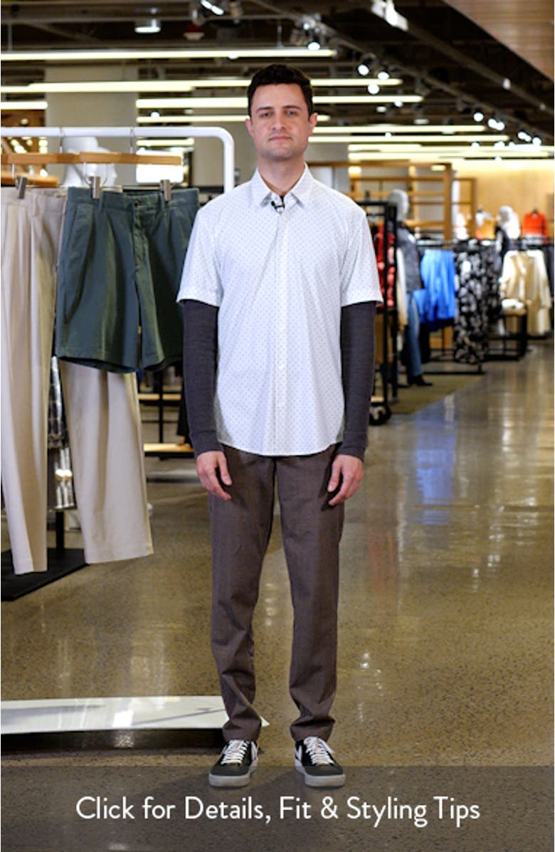 Roan Kent Geo Print Short Sleeve Performance Button-Up Shirt, sales video thumbnail