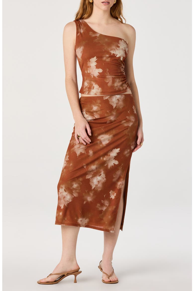 Adalee Midi Skirt, Alternate, color, BROWN FLORAL