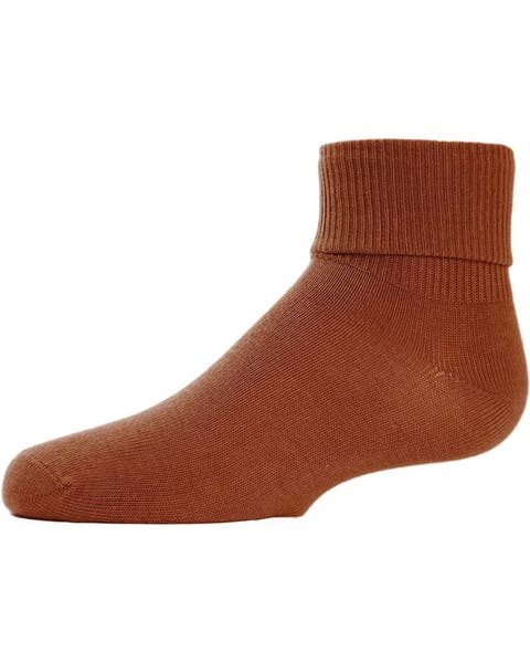 Ribbed Triple-Roll-Cuff Ankle Sock