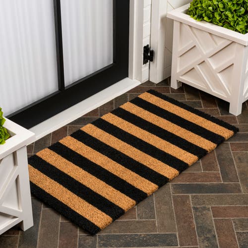 Jonathan Y Peater Classic Casual Commerical Natural Coir Indoor/outdoor Mat In Black