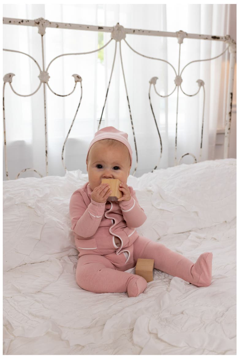 Ribbed Grandpa Footie for Baby Girl, Alternate, color, Pink