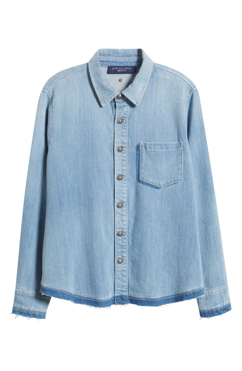 KOBI HALPERIN Olive Denim Shirt, Alternate, color, Light Indigo
