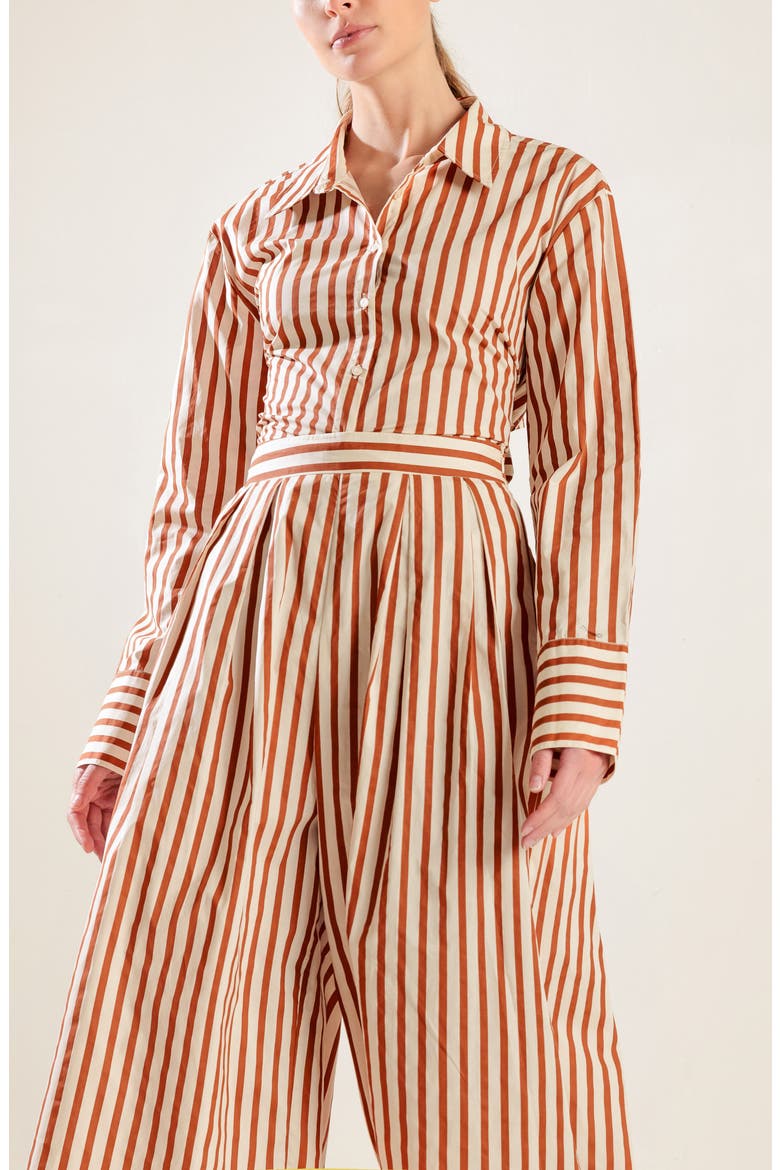 Striped High Waist Wide Leg Pants, Alternate, color, TAUPE/ RUST