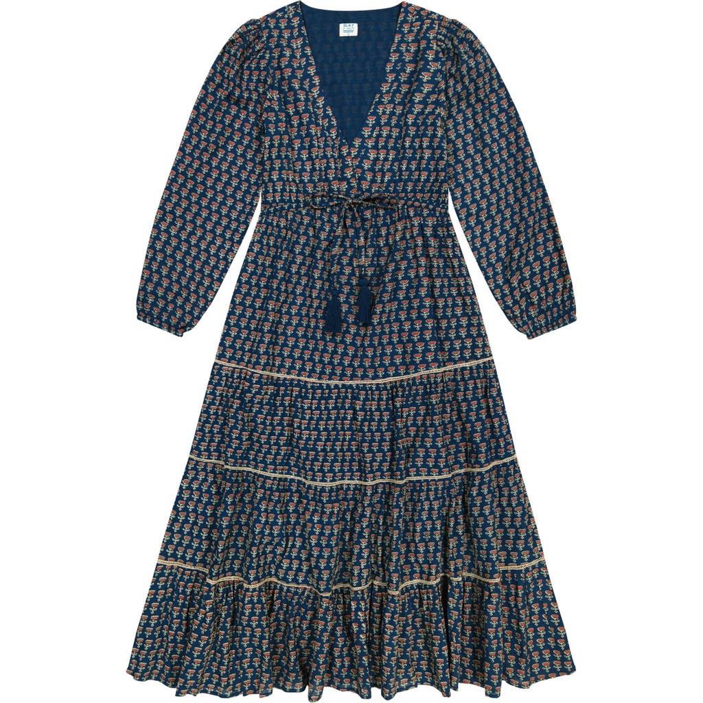 Mer St. Barth Odette Maxi Dress In Blue Floral Block Print