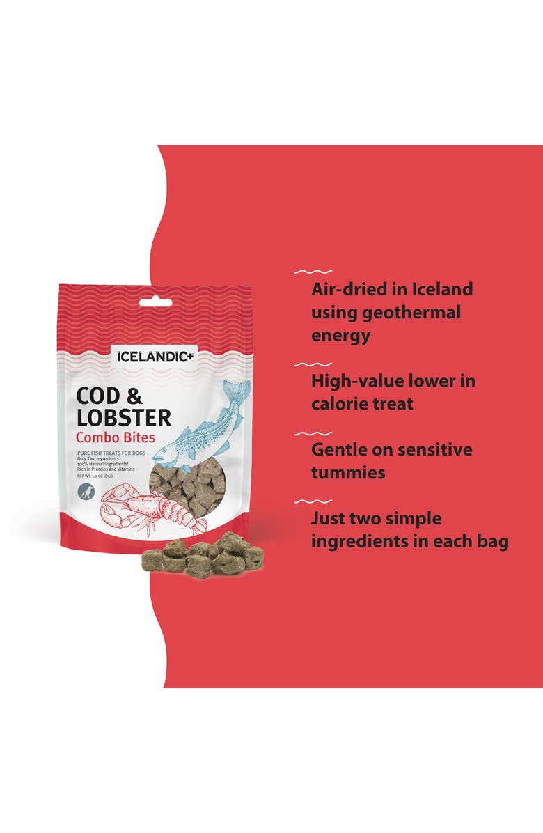 ICELANDIC+ Cod
Lobster Combo Bites Dog Treat 3.0Oz Bag, Alternate, color, Multicolored