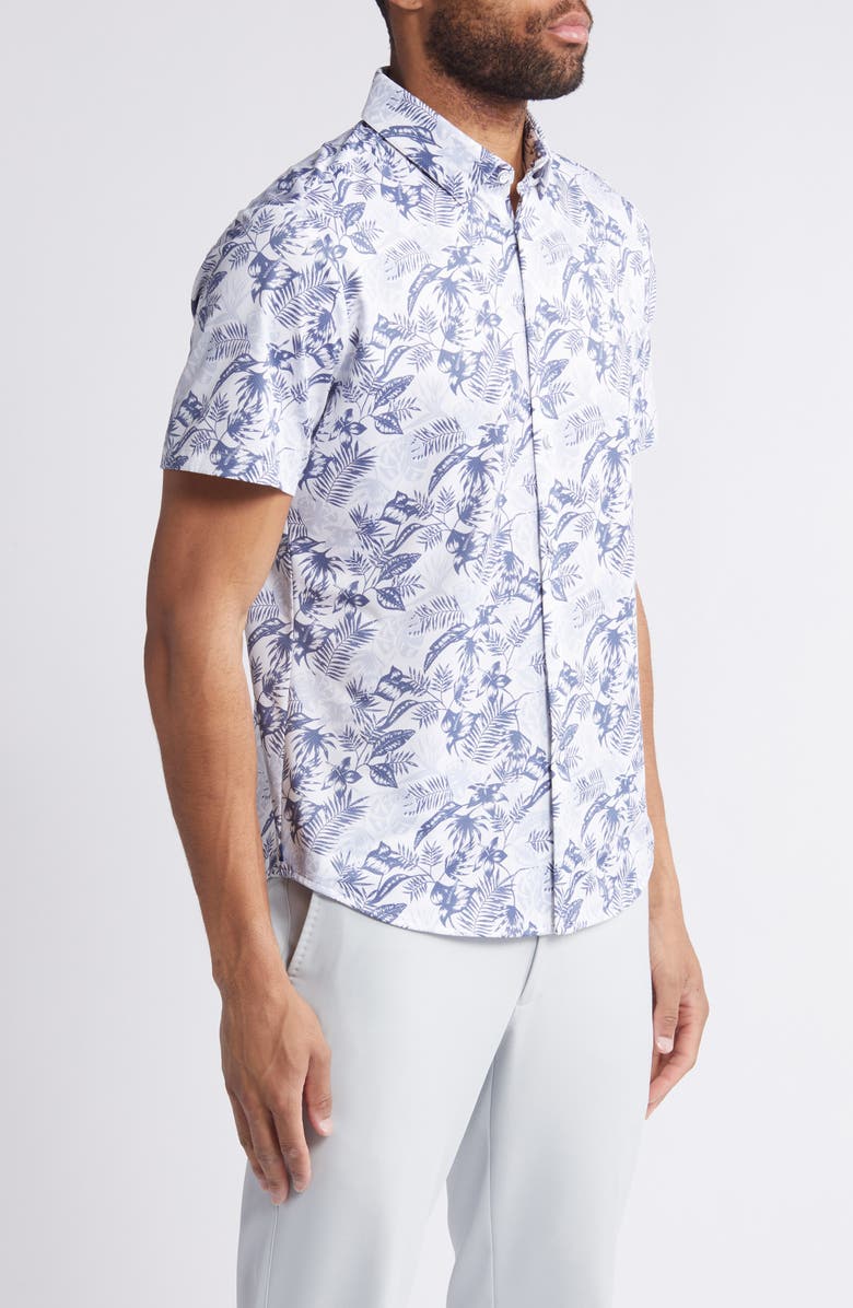 Mizzen+Main Halyard Trim Fit Print Short Sleeve Performance Knit Button-Up Shirt, Alternate, color,