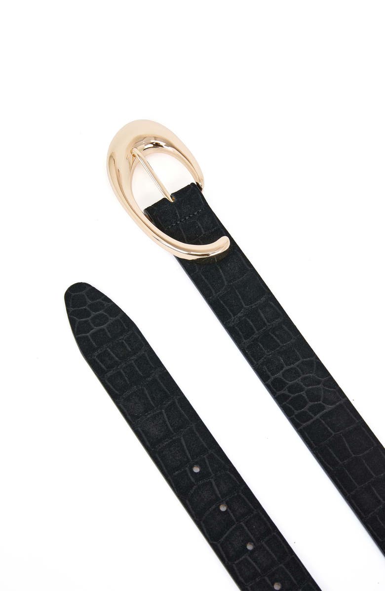 Ettika Sculpted Flow Leather Belt, Alternate, color, Black And Gold