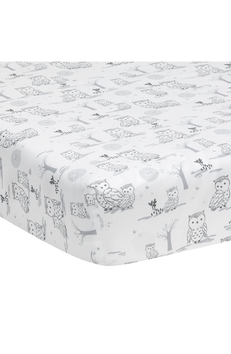 Lambs & Ivy Luna Celestial Owl 4-Piece Nursery Baby Crib Bedding Set, Alternate, color, Gray