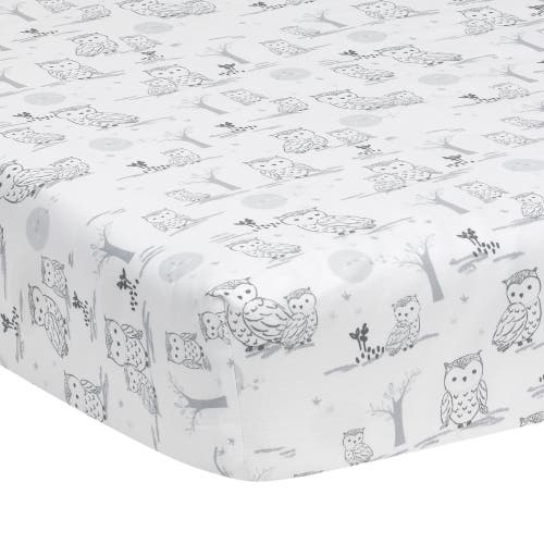 Lambs & Ivy Luna Celestial Owl 4-piece Nursery Baby Crib Bedding Set In Gray