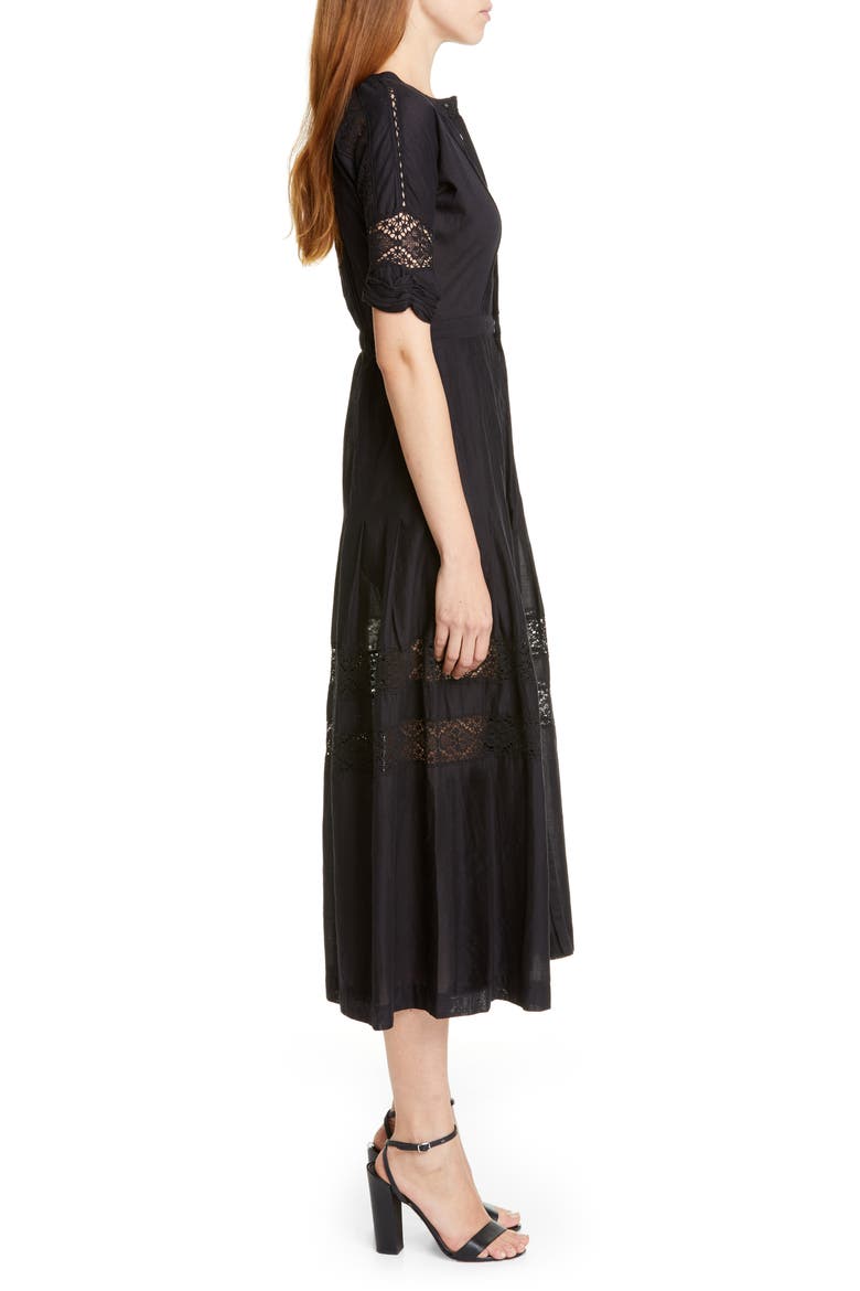 Edie Midi Shirtdress, Alternate, color, BLACK