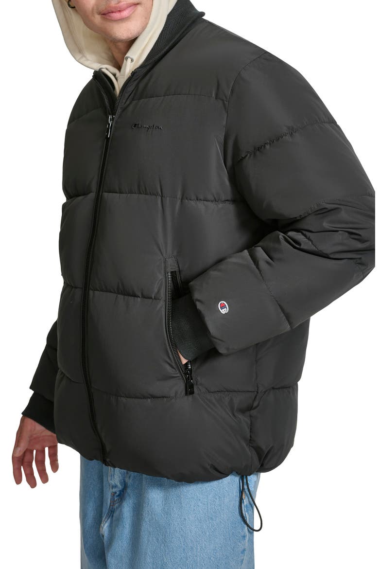 Water Resistant Puffer Jacket, Alternate, color, BLACK