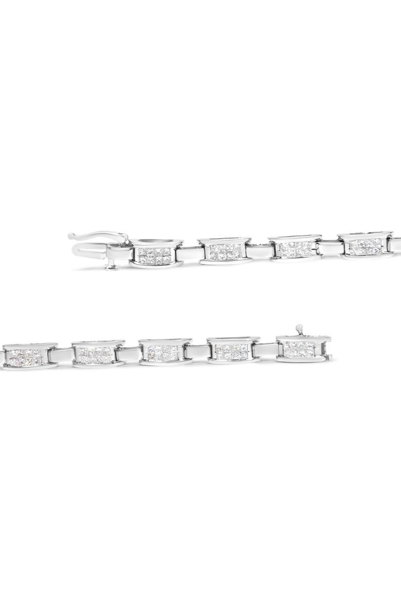 14K White Gold 2.0 Cttw Princess Cut Diamond Rectangular Link Bracelet, Alternate, color, White
