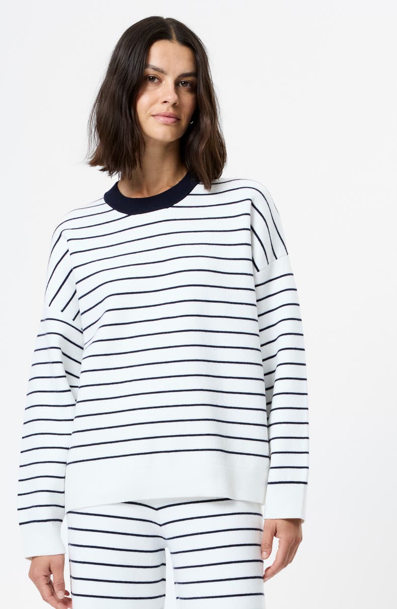 French Connection Marley Stripe Sweater, Alternate, color, White-Marine