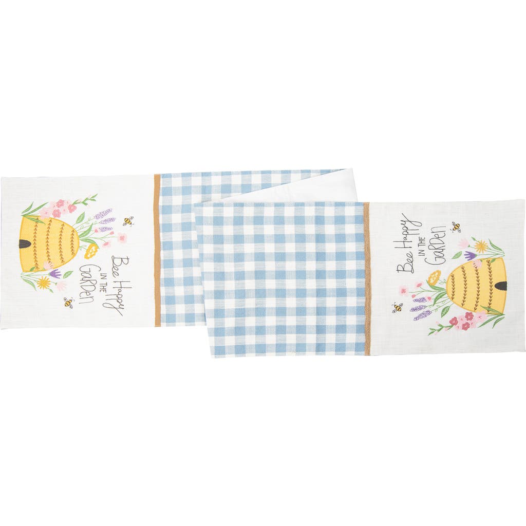 C & F Home C&f Home Bee Happy In Blue Embroidered Table Runner 13" X 72" In Blue