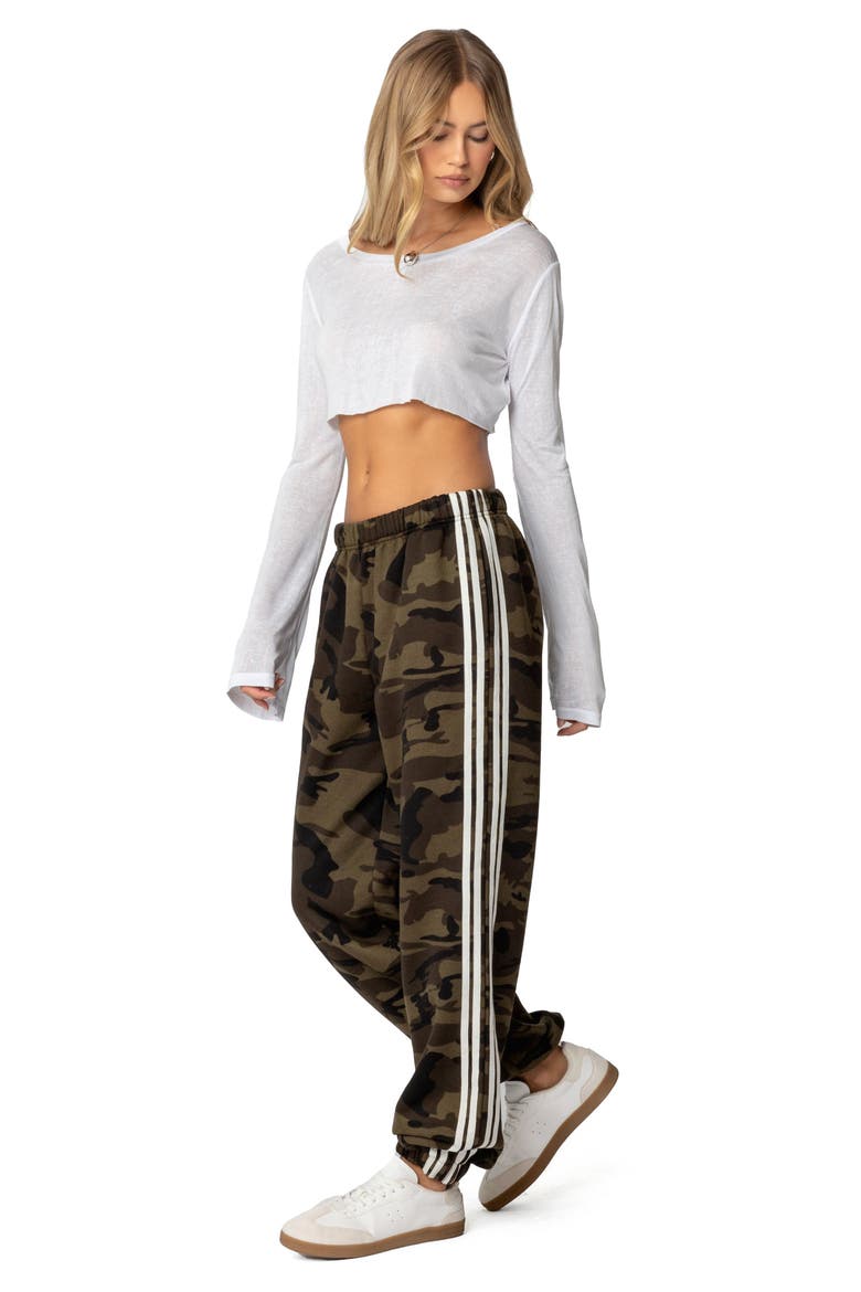 Camo Contrast Stripe Sweatpants, Alternate, color, OLIVE