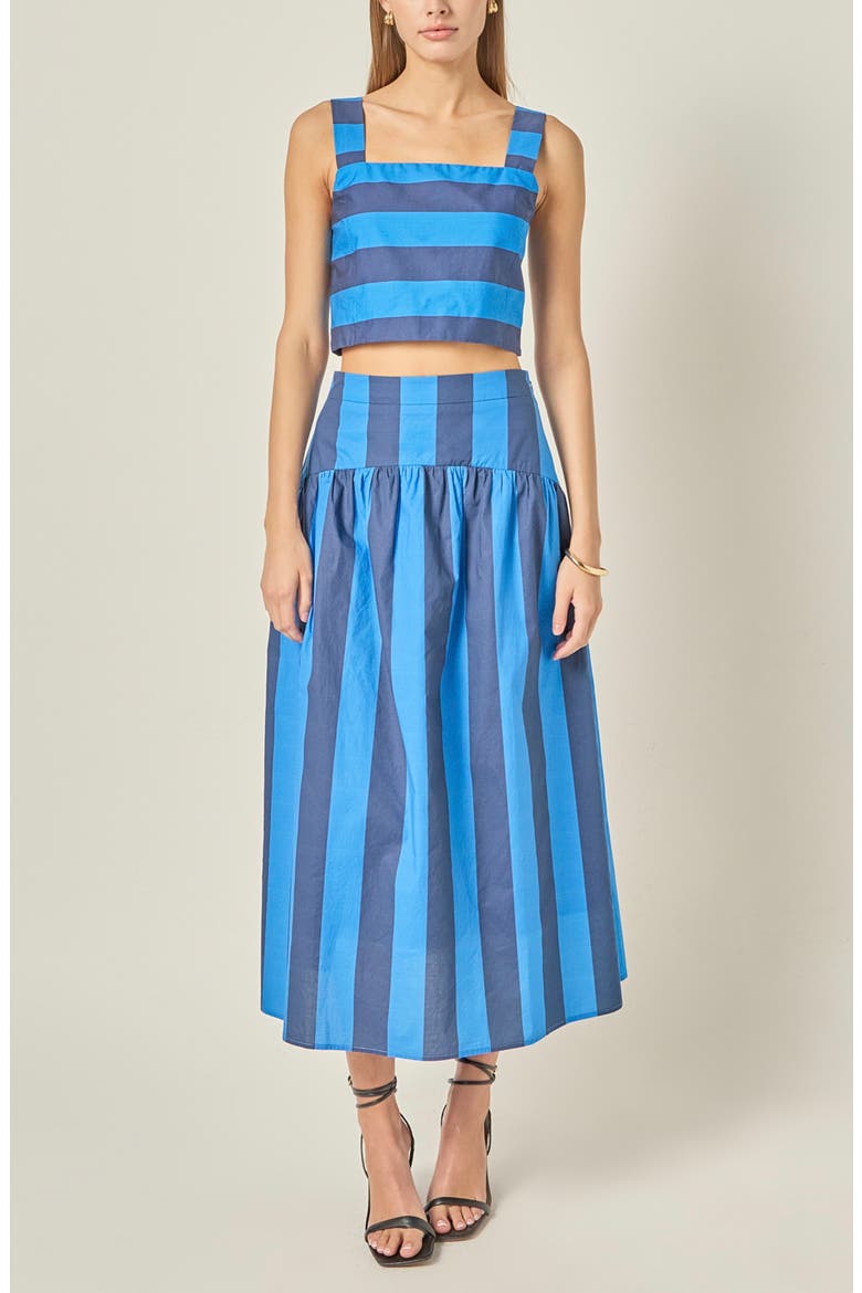 Striped Cotton Crop Top, Alternate, color, CORNFLOWER/ NAVY BLUE