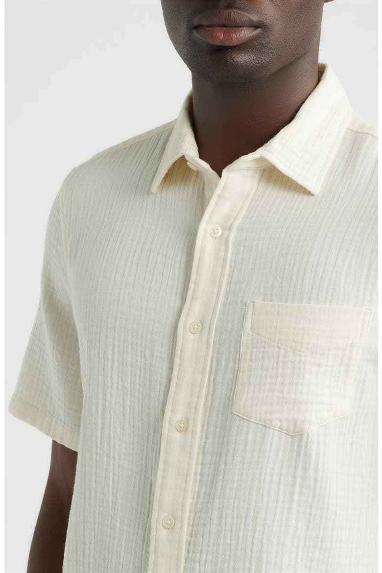 Duo Gauze Short Sleeve Cotton Button-Up Shirt, Alternate, color, IVORY EGRET