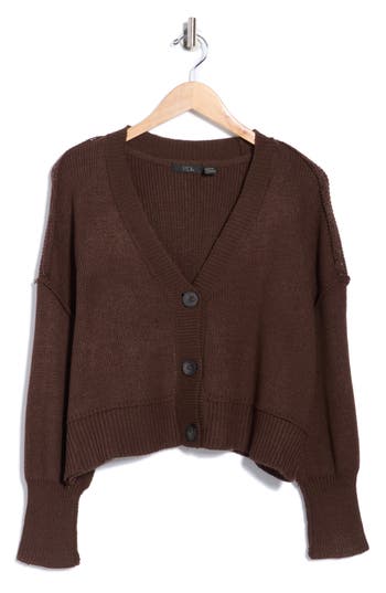 Rdi Button Front Cotton Blend Crop Cagan In Brown