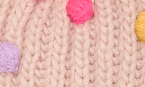 Capelli New York Pompom Knit Cap & Mittens Set In Pink Combo