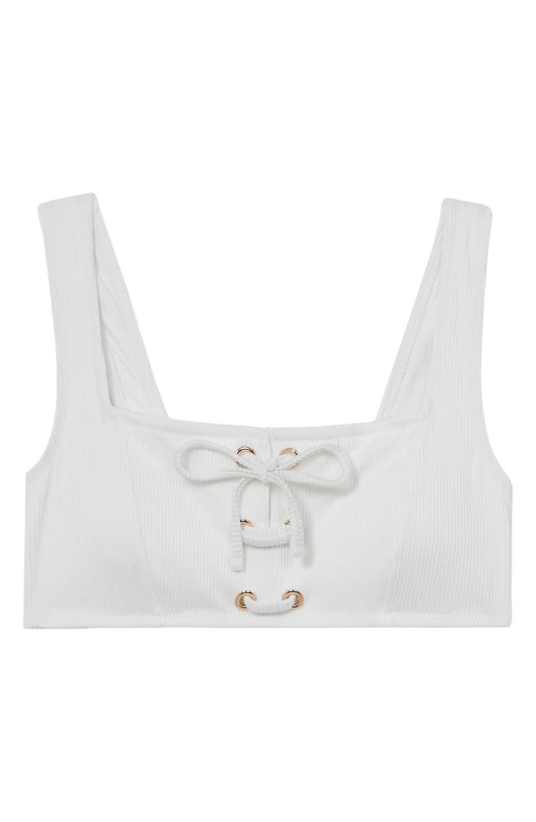 Reiss Dee Rib Bikini Top, Alternate, color, White