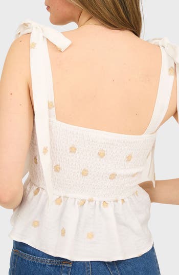 Smocked Tie Shoulder Tank